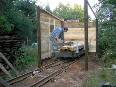 Hier der Holzrungenwagen im früheren Einsatz
